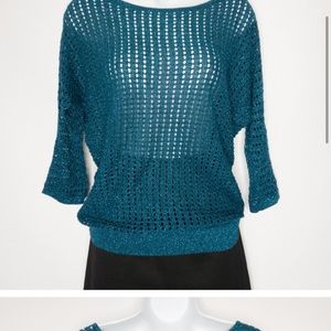 Express Teal Open Knit Sweater